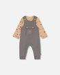 Organic Cotton Printed Onesie And Overall Set Dark Gray With Mountains | Deux par Deux | Jenni Kidz