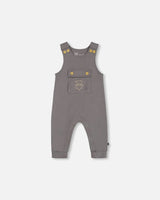 Organic Cotton Printed Onesie And Overall Set Dark Gray With Mountains | Deux par Deux | Jenni Kidz