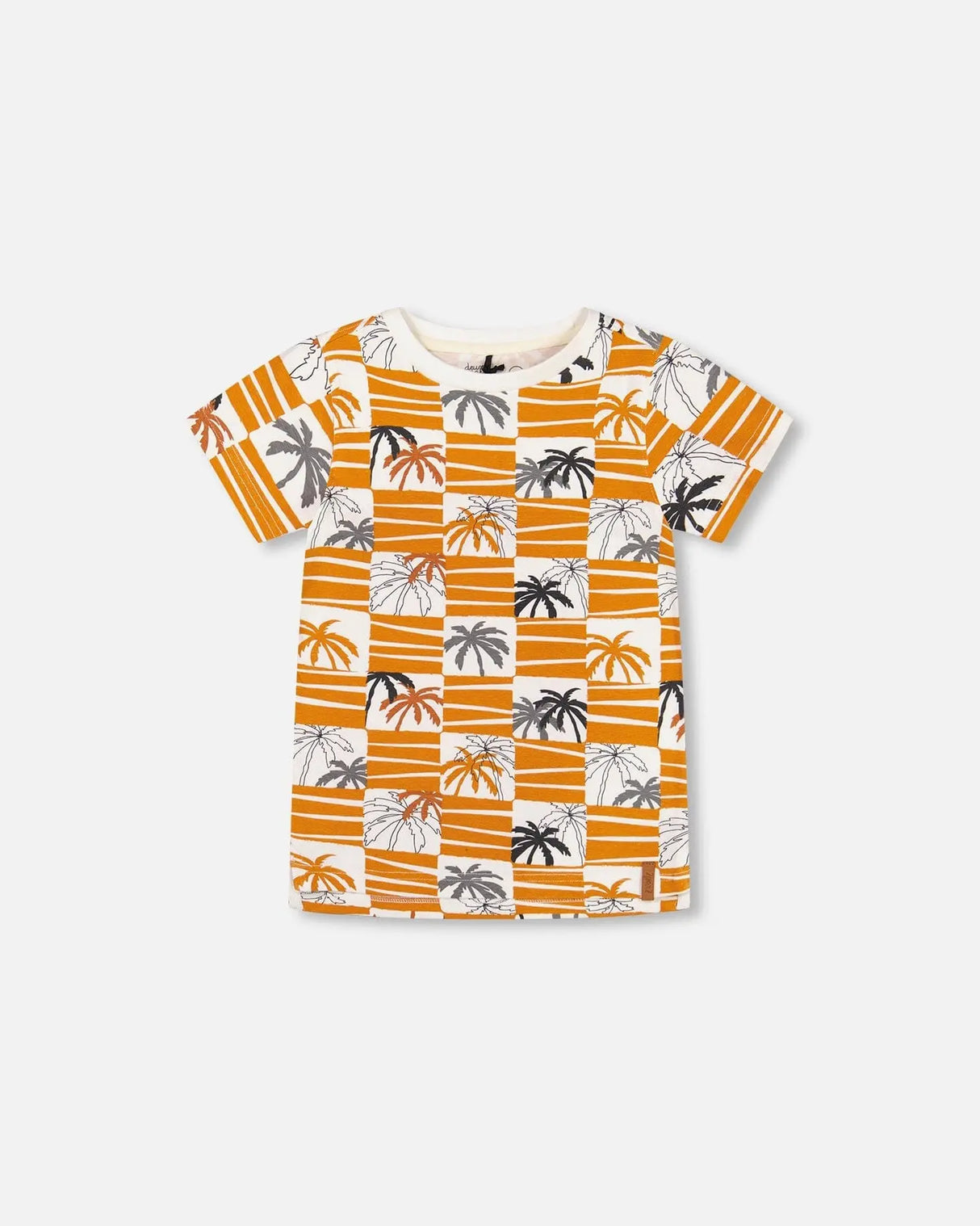 Organic Cotton Printed T-Shirt Yellow Ochre | Deux par Deux | Jenni Kidz