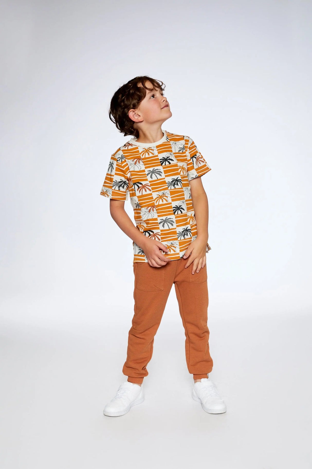 Organic Cotton Printed T-Shirt Yellow Ochre | Deux par Deux | Jenni Kidz