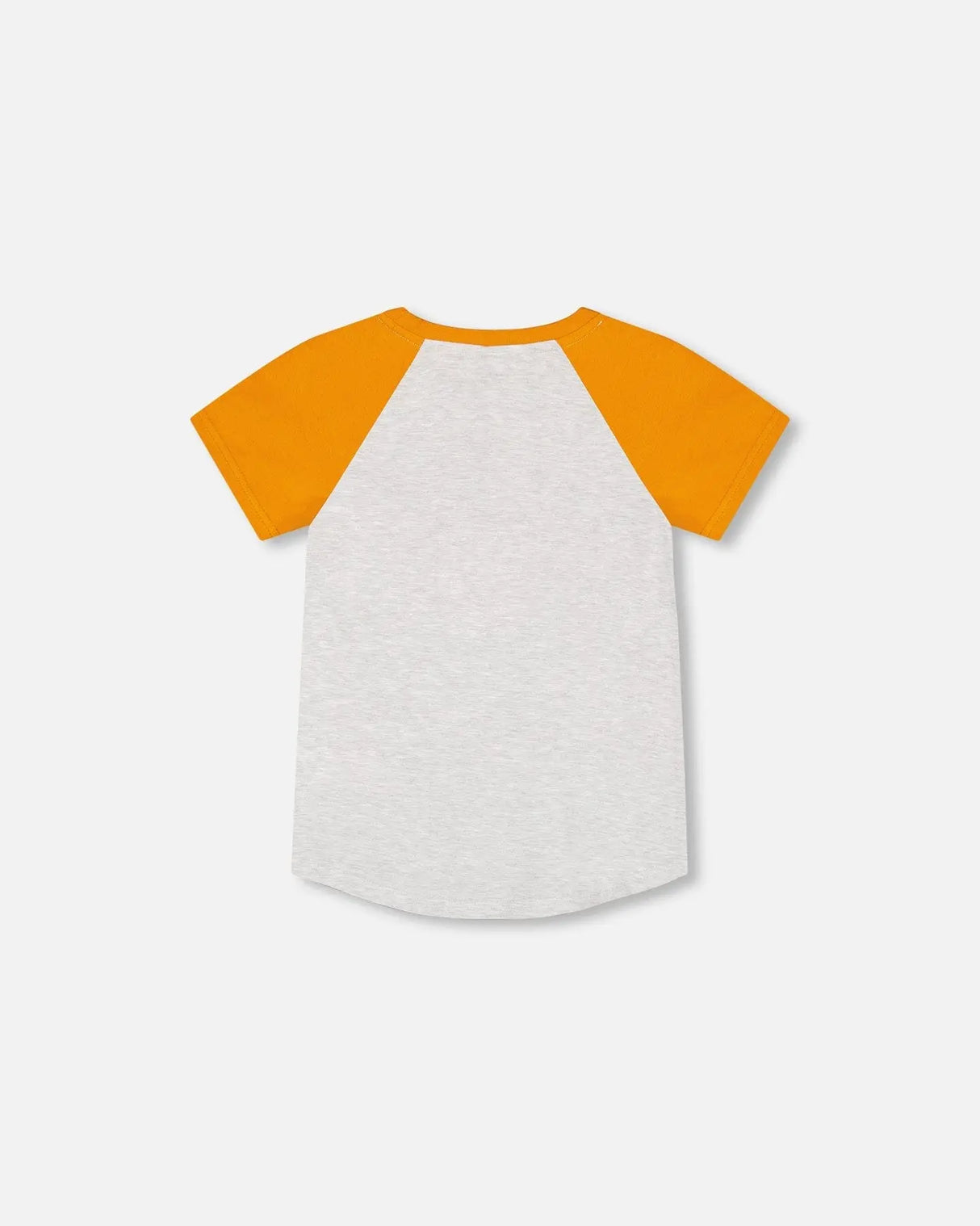 Organic Cotton Raglan T-Shirt Light Gray Mix And Orange | Deux par Deux | Jenni Kidz