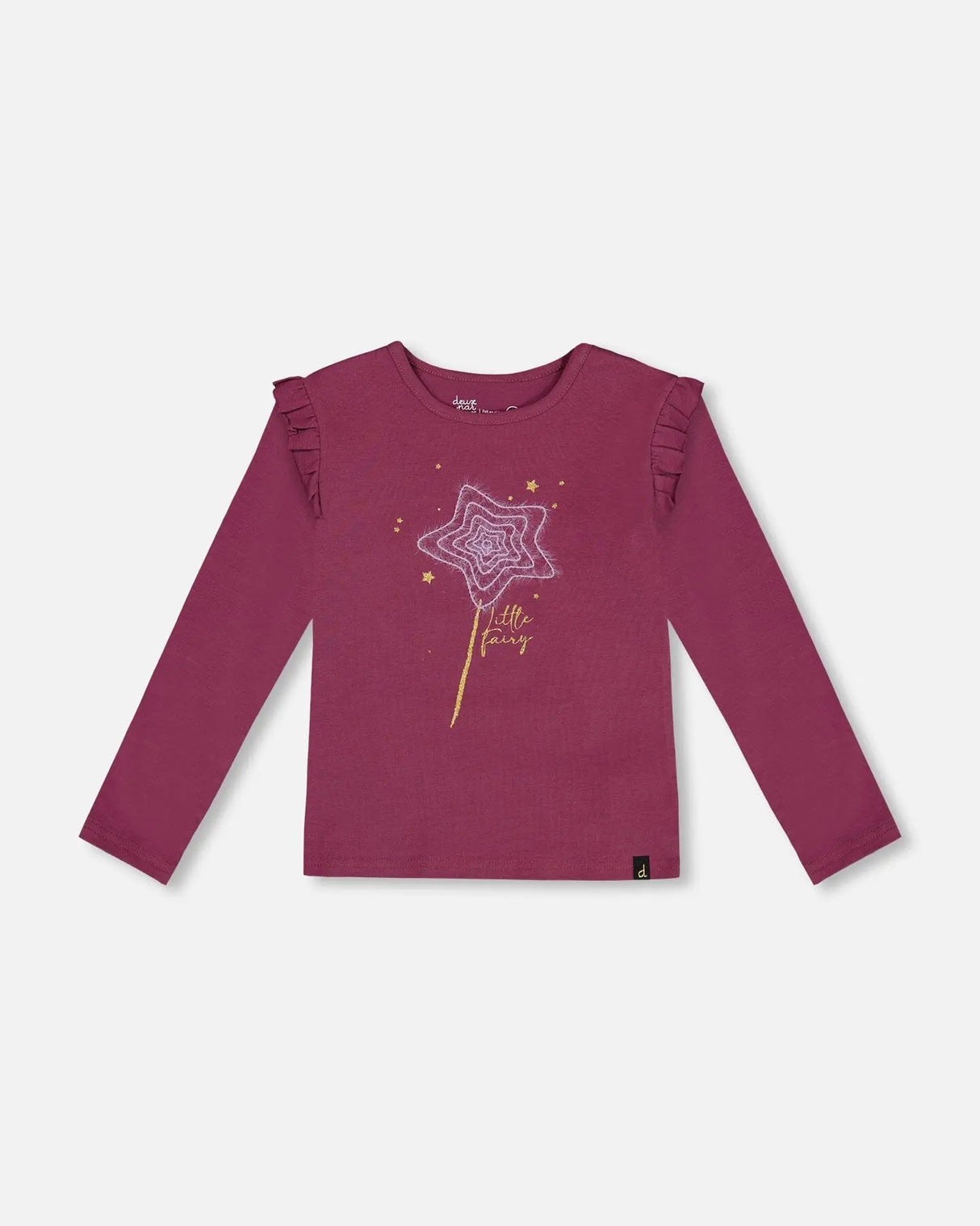 Organic Cotton T-Shirt With Frill Burgundy | Deux par Deux | Jenni Kidz