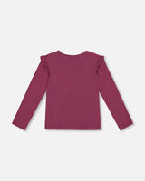 Organic Cotton T-Shirt With Frill Burgundy | Deux par Deux | Jenni Kidz