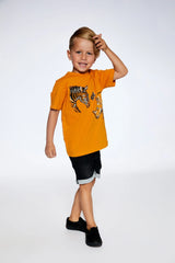 Organic Cotton T-Shirt With Print Orange | Deux par Deux | Jenni Kidz