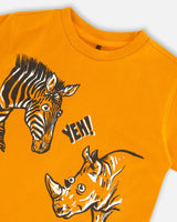 Organic Cotton T-Shirt With Print Orange | Deux par Deux | Jenni Kidz