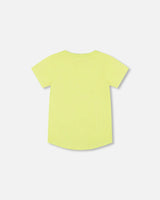 Organic Cotton T-Shirt With Sneaker Print Lime | Deux par Deux | Jenni Kidz