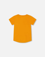 Organic Cotton T-Shirt With Sneaker Print Orange | Deux par Deux | Jenni Kidz