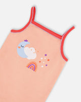 Organic Cotton Tank Top And Shorts Pajama Set Rainbow On Light Coral | Deux par Deux | Jenni Kidz