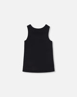 Organic Cotton Tank Top With Knot Black | Deux par Deux | Jenni Kidz