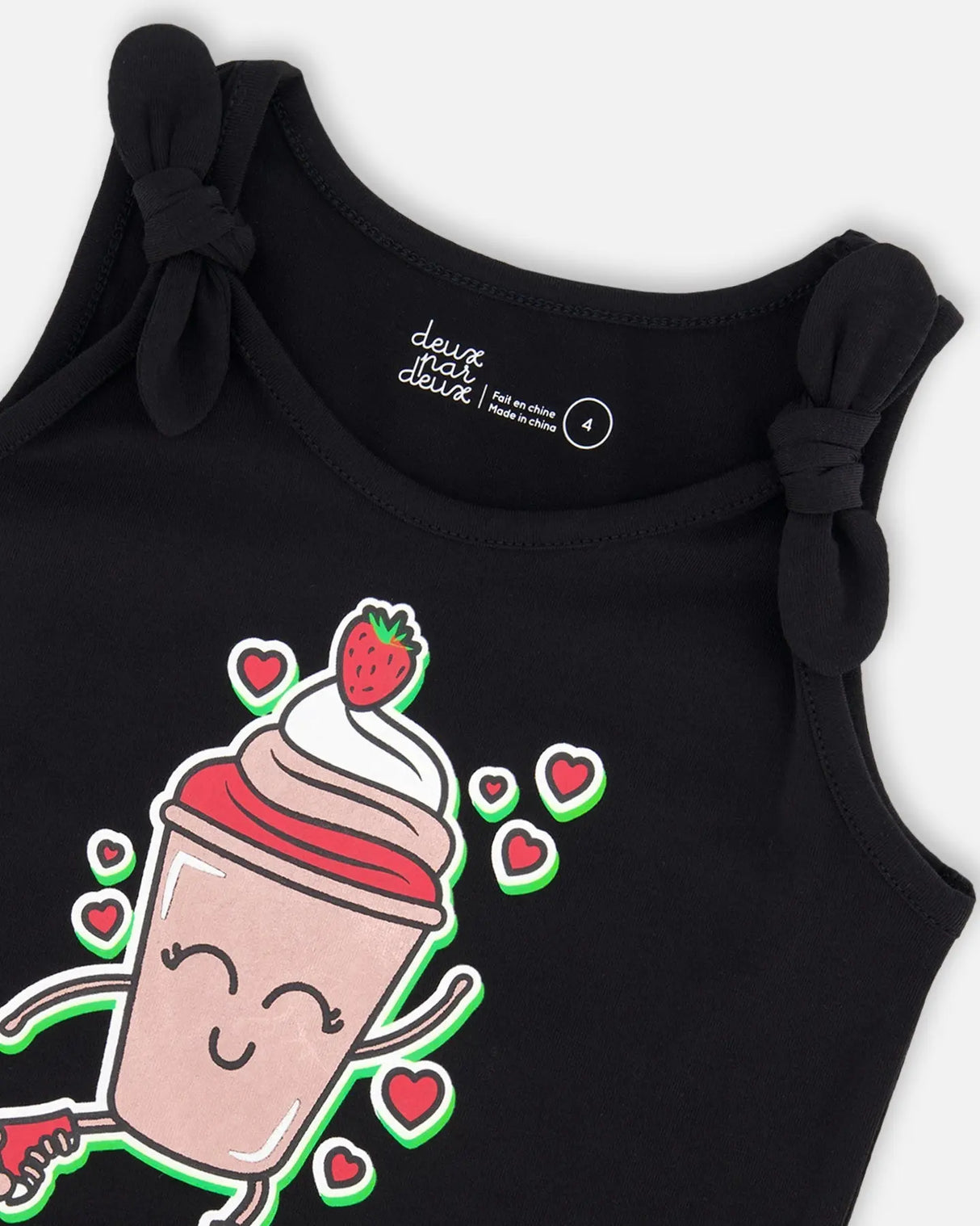 Organic Cotton Tank Top With Knot Black | Deux par Deux | Jenni Kidz