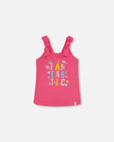 Organic Cotton Tank Top With Print Candy Pink | Deux par Deux | Jenni Kidz