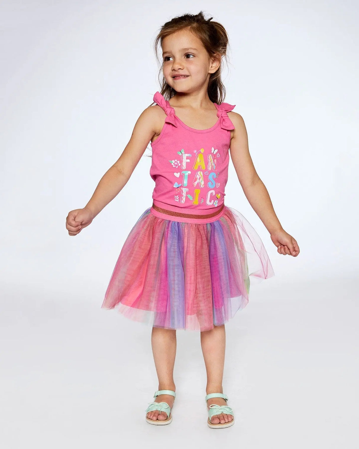 Organic Cotton Tank Top With Print Candy Pink | Deux par Deux | Jenni Kidz