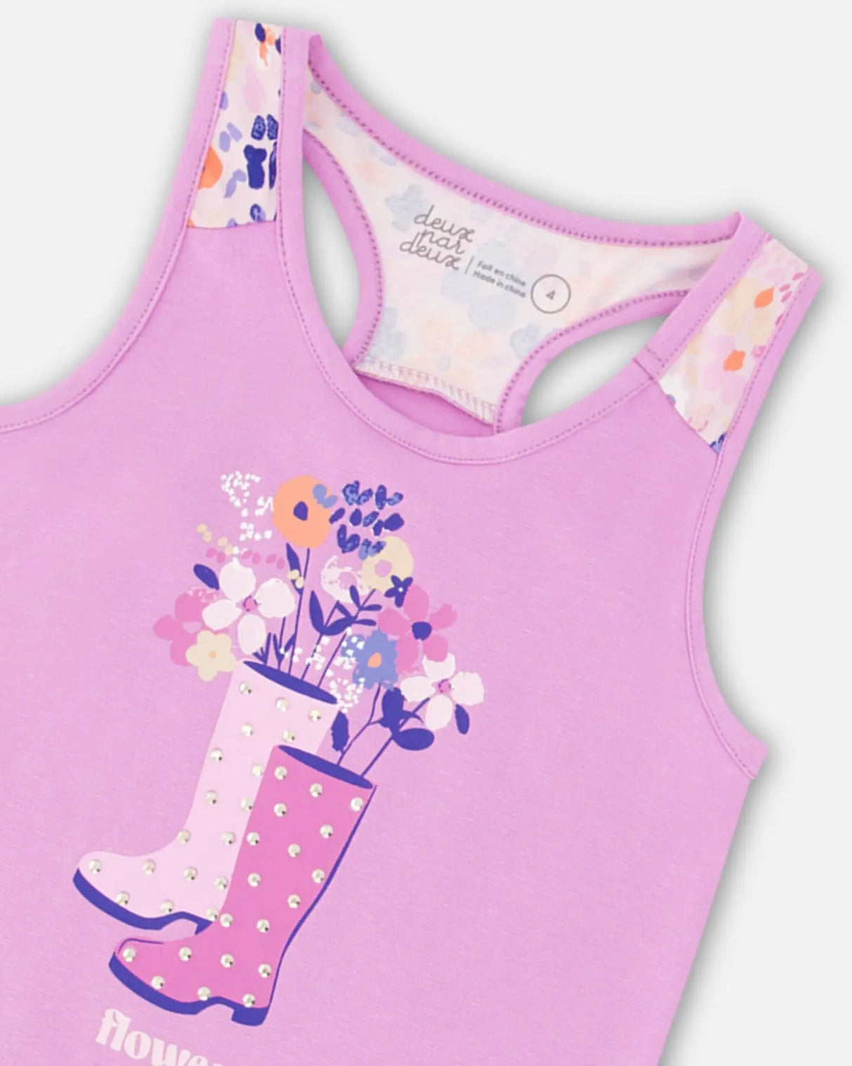 Organic Cotton Tank Top With Print Lavender | Deux par Deux | Jenni Kidz