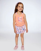 Organic Cotton Tank Top With Print Salmon Orange | Deux par Deux | Jenni Kidz