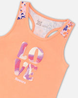 Organic Cotton Tank Top With Print Salmon Orange | Deux par Deux | Jenni Kidz