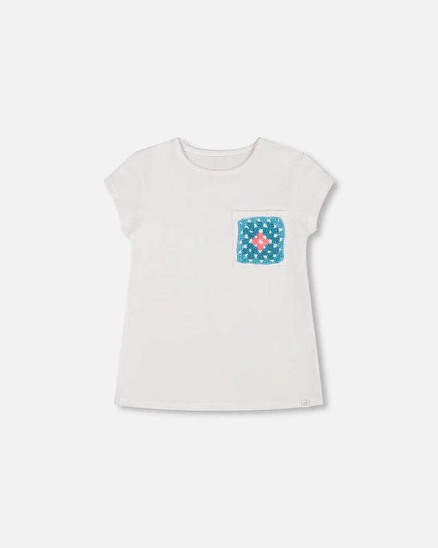 Organic Cotton Tee With Print White | Deux par Deux | Jenni Kidz