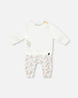 Organic Cotton Top And Printed Pants Set Cream With Flowers | Deux par Deux | Jenni Kidz