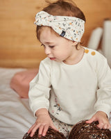 Organic Cotton Top And Printed Pants Set Cream With Flowers | Deux par Deux | Jenni Kidz