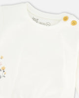 Organic Cotton Top And Printed Pants Set Cream With Flowers | Deux par Deux | Jenni Kidz