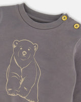 Organic Cotton Top With Printed Bears Pant Set Sand | Deux par Deux | Jenni Kidz