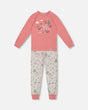 Organic Cotton Two Piece Pajama Set Beige Mix Printed Squirrel | Deux par Deux | Jenni Kidz