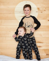 Organic Cotton Two Piece Pajama Set Black Printed Fox | Deux par Deux | Jenni Kidz