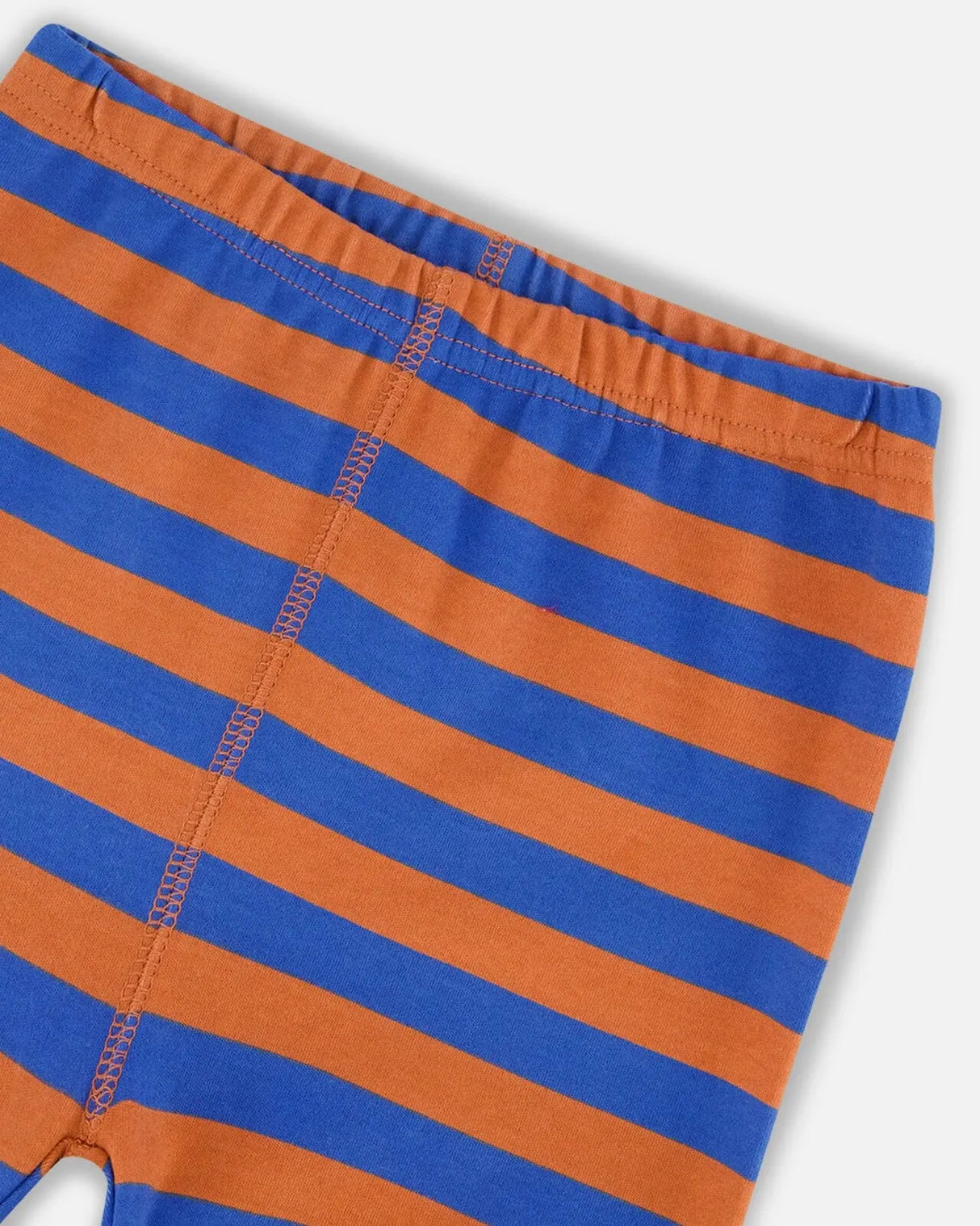 Organic Cotton Two Piece Pajama Set Blue And Orange Stripe | Deux par Deux | Jenni Kidz