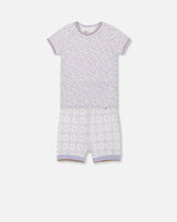 Organic Cotton Two Piece Pajama Set Lilac Printed Little Flowers | Deux par Deux | Jenni Kidz