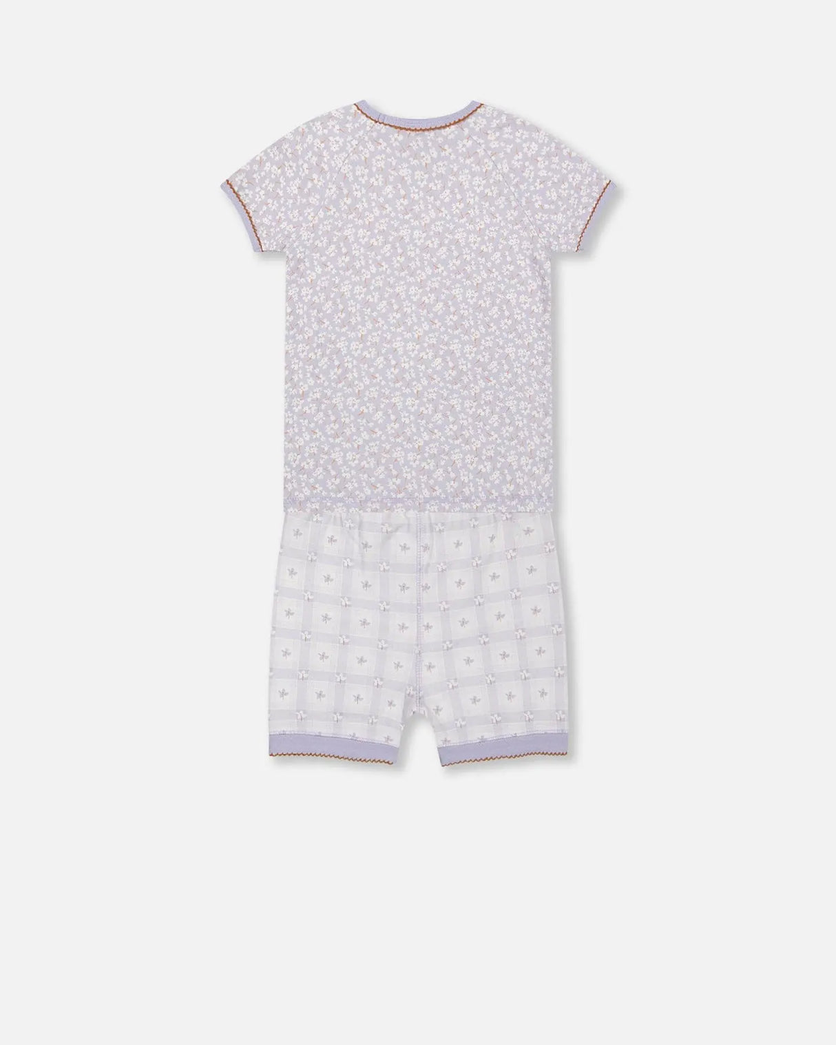 Organic Cotton Two Piece Pajama Set Lilac Printed Little Flowers | Deux par Deux | Jenni Kidz