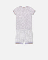 Organic Cotton Two Piece Pajama Set Lilac Printed Little Flowers | Deux par Deux | Jenni Kidz