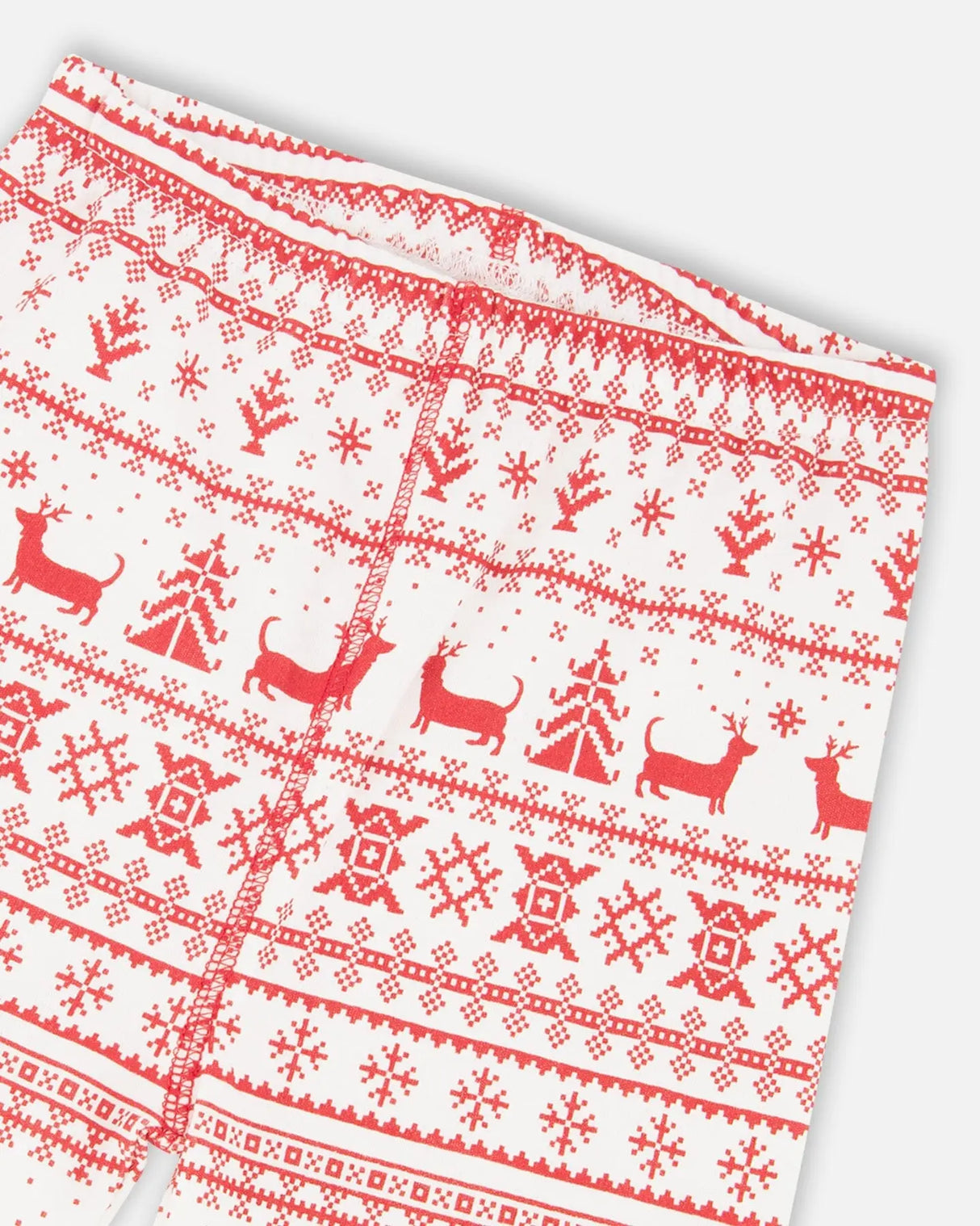 Organic Cotton Two-Piece Pajama Set Red And White Fairisle | Deux par Deux | Jenni Kidz