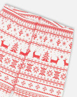 Organic Cotton Two-Piece Pajama Set Red And White Fairisle | Deux par Deux | Jenni Kidz