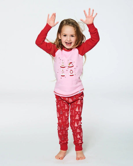 Organic Cotton Two Piece Pajama Set Red Printed Christmas Tree | Deux par Deux | Jenni Kidz