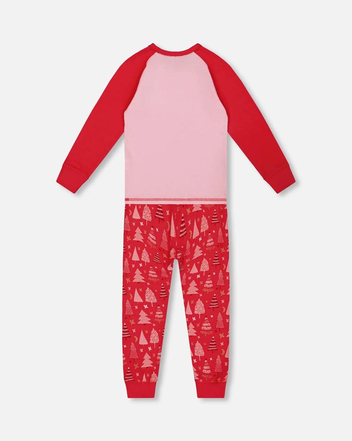 Organic Cotton Two Piece Pajama Set Red Printed Christmas Tree | Deux par Deux | Jenni Kidz