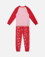 Organic Cotton Two Piece Pajama Set Red Printed Christmas Tree | Deux par Deux | Jenni Kidz