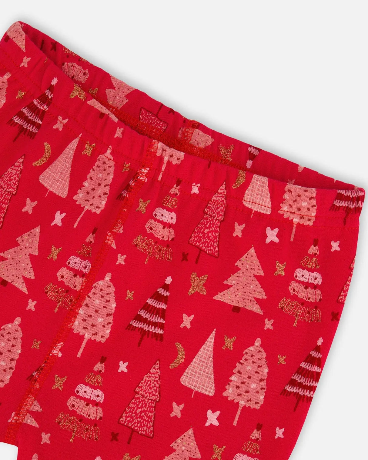 Organic Cotton Two Piece Pajama Set Red Printed Christmas Tree | Deux par Deux | Jenni Kidz