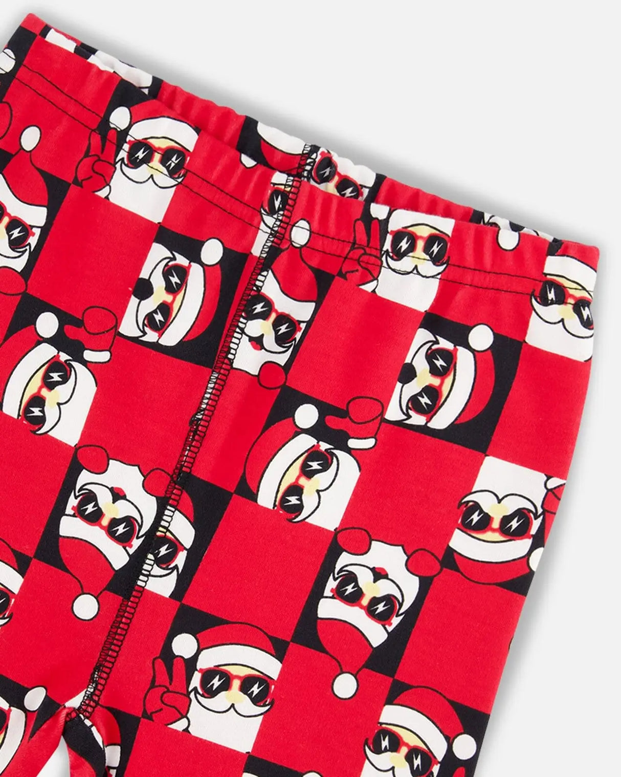 Organic Cotton Two Piece Pajama Set Red Printed Santa | Deux par Deux | Jenni Kidz