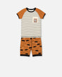 Organic Cotton Two Piece Short Pajama Set Caramel Printed Rhinoceros | Deux par Deux | Jenni Kidz