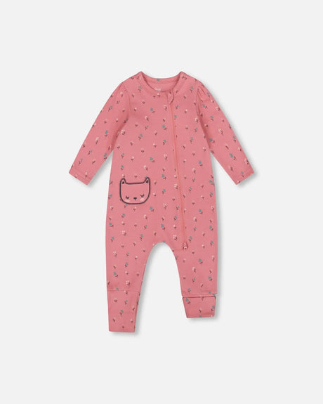 Organic Cotton Zipped Romper Pink Floral | Deux par Deux | Jenni Kidz