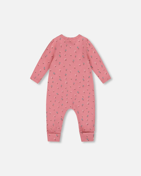 Organic Cotton Zipped Romper Pink Floral | Deux par Deux | Jenni Kidz
