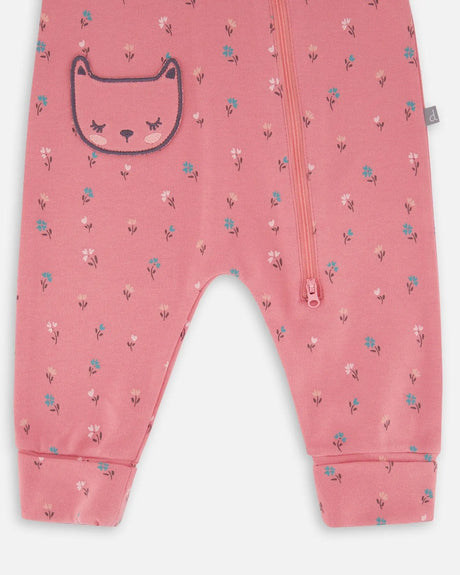 Organic Cotton Zipped Romper Pink Floral | Deux par Deux | Jenni Kidz