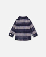 Overshirt Wool-Effect With Pockets Plaid Blue And Gray | Deux par Deux | Jenni Kidz