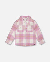 Overshirt Wool-Effect With Pockets Plaid Lilac And Off White | Deux par Deux | Jenni Kidz