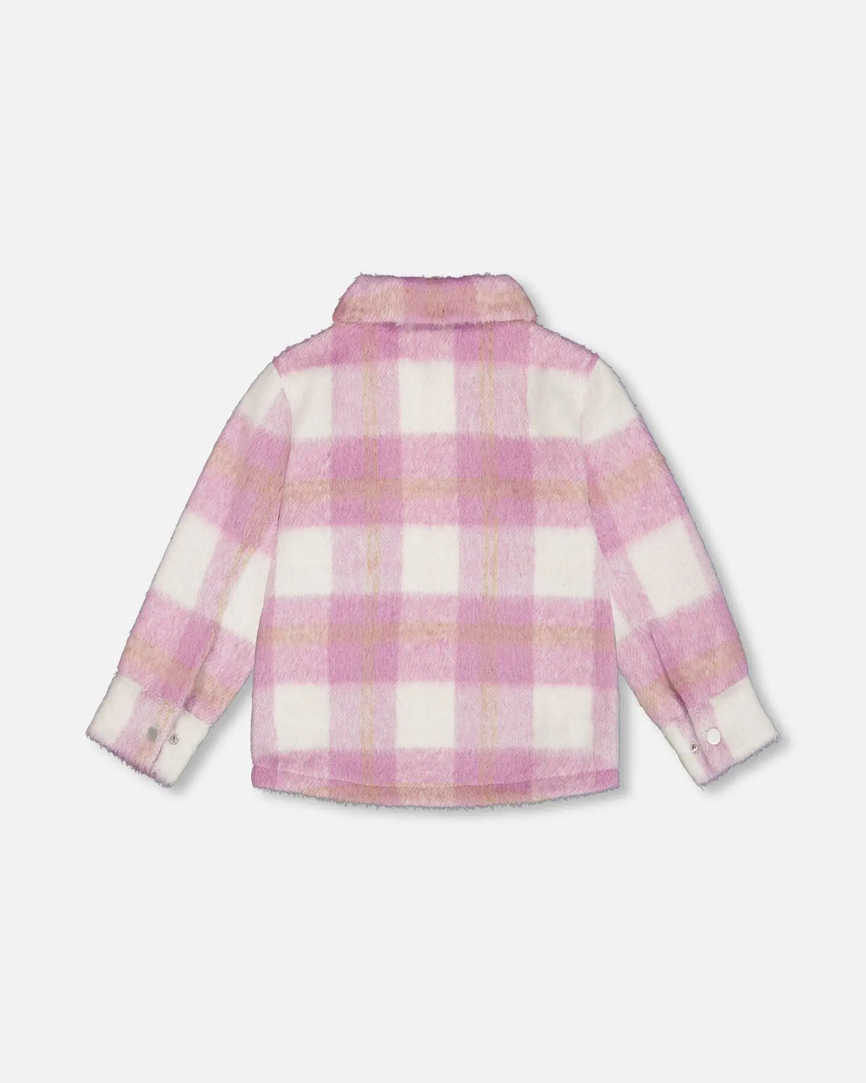 Overshirt Wool-Effect With Pockets Plaid Lilac And Off White | Deux par Deux | Jenni Kidz