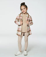 Overshirt Wool-Effect With Pockets Plaid Pink, Nougat And Off White | Deux par Deux | Jenni Kidz