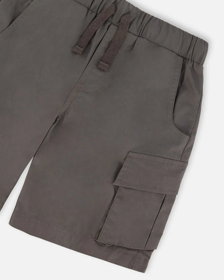 Parachute Cargo Pocket Shorts Dark Gray | Deux par Deux | Jenni Kidz