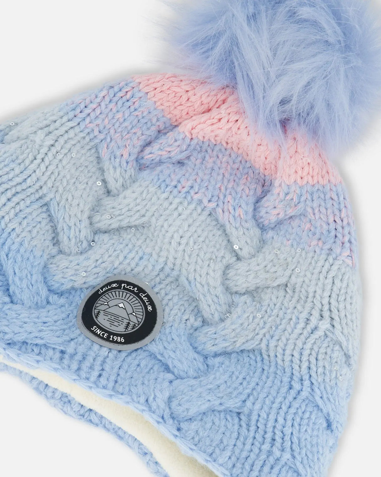 Peruvian Knit Hat Air Blue And Light Pink | Deux par Deux | Jenni Kidz