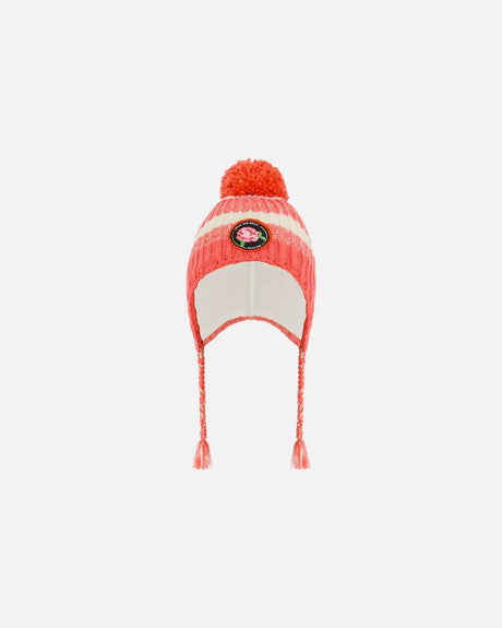 Peruvian Knit Hat Coral And White | Deux par Deux | Jenni Kidz