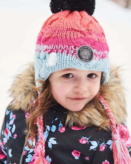 Peruvian Knit Hat Gradient Blue, Coral And Fuschia | Deux par Deux | Jenni Kidz