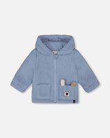 Plush Hooded Jacket Light Blue | Deux par Deux | Jenni Kidz